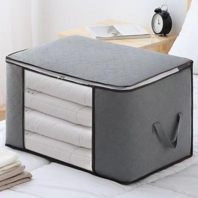 China Sustainable Durable Bedding Covers Organizer Folding Dust Proof Large Canvas Bags Bed Quilt Covers Clothes Foldable Storage Bags Square for sale