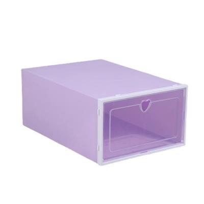 China Cheap Durable Stackable Foldable Clear Space Plastic Shoe Box Storage Price Home Use for sale