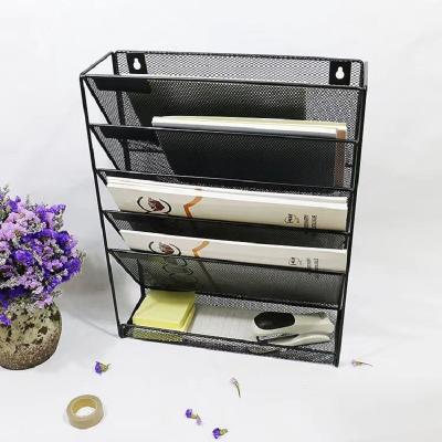 China Viable Wall Mounted Hanging Folder Organizer Wire Mesh Book Document Storage Rack File Holders for sale