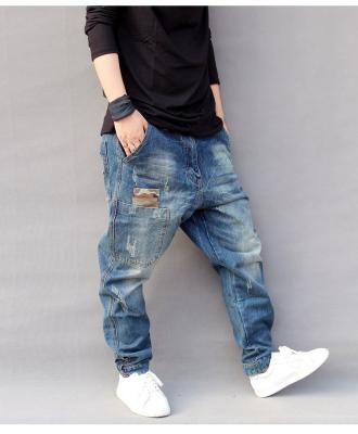 China Breathable high quality winter printed mens stretch plus size baggy jeans for sale for sale