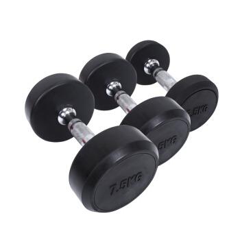 China Universal Cast Iron Fitness Equipment Round Head Rubber Fitness Dumbbell for sale