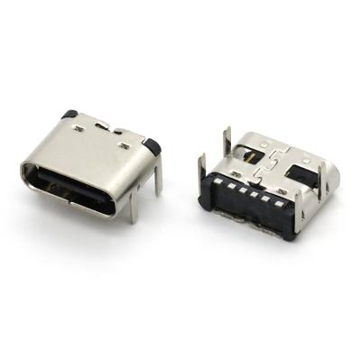 China Top Mount Type C Socket Receptacle USB Female Connector For PCB 6 Pin U06-CFXX5R-AX11 for sale