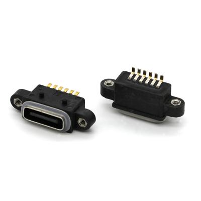 China 6P USB 3.1 Type C Socket Connector SMT Outdoor Mount Pinout Waterproof Connector IP68 U06-CFXX5R-W005 for sale