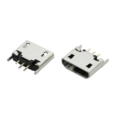 China Mobile Phone Micro USB 2.0 Jack 5pin Female Charging Port Connector Vertical 180degree DIP Type U01-BFXX5R-102 for sale