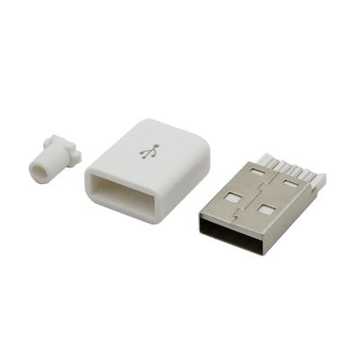 China DIY USB USB 2.0 Connector Slim Shell A Male Plug With White Plastic Cover U03 for sale