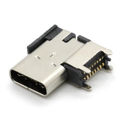 China Reversible Type USB 3.1 Female Straight Type-C Connector U06-CF1X5R-031 Side Insert USB 3.1 Side C Receptacle Connector 16Pin for sale