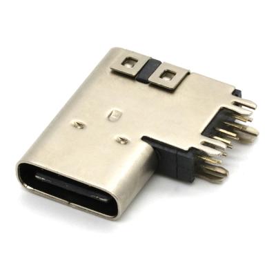 China PCB 16Pin USB 3.1 Female Socket PCB Connector USB-C SMT Insert Left Charging Receptacle Side Type U06-CF1X5R-032 for sale