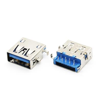 China USB 3.0 A Female Connector Mid Mount Dip Type 9Pin USB AF Connector U03-AFXAXX-5011-V1 for sale