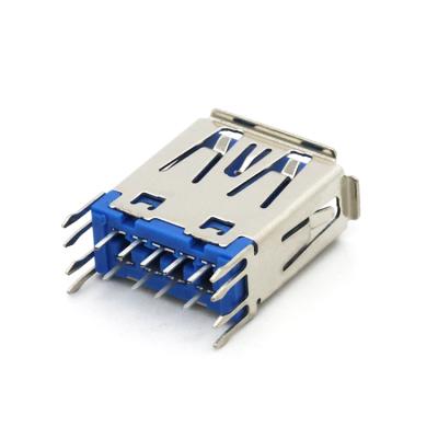 China Vertical Mount USB 3.0 A Female Socket Connector DIP Type Through 180degree Hole Straight For PCB U03-AFXAXX-1007 for sale