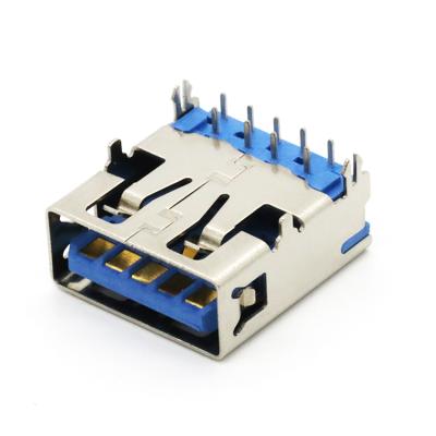 China PCB Mount USB 3.0 Socket Connector Female Type A 9P 90degree DIP Type L=13.70 U03-AFXAXX-3001 for sale