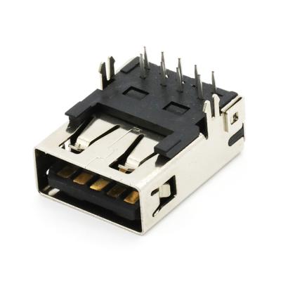 China Panel Mount USB 3.0 Socket Connector Left Type A Type R/A Black 90degree DIP Isolator U03-AFXAXX-3004-V2 for sale