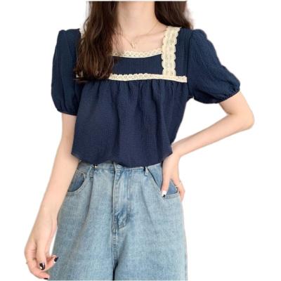 China Other women's topsummer Korean style new slimming short sleeve Internet lace collar lace student short chiffon shirt women famous place for sale