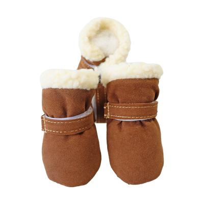 China Sustainable Wholesale Cheap Warm Cotton Winter Outdoor Dog Shoes Pet Cotton Boots for sale