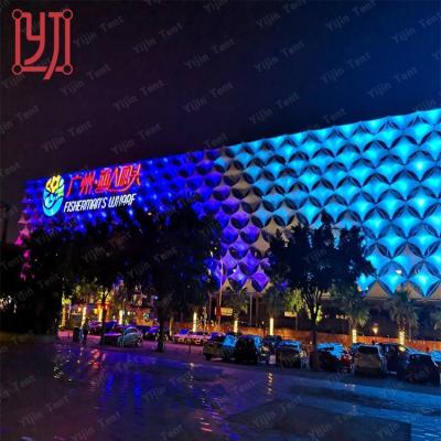 China P 2/2 woven fabric front sunshade pvdf ptfe aluminum membrane architecture construction tensile facade for sale