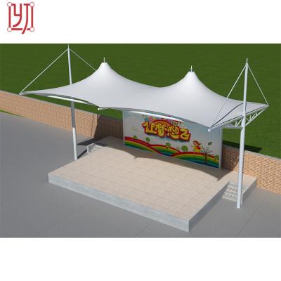 China Woven Fabric P 2/2 Pvdf Ptfe Fabric Roof Shade Tensile Structures for sale