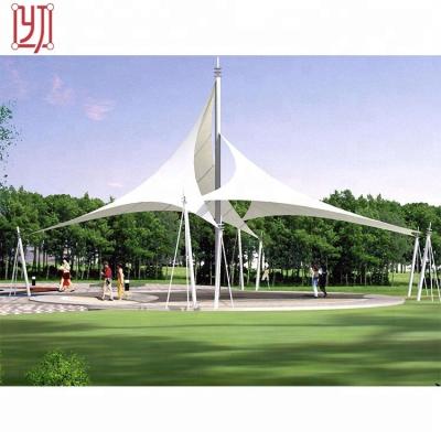 China Woven Fabric P 2/2 Pvdf Membrane Structure Landscape Beach Umbrella Tent for sale