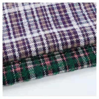 China Wrinkle resistant coat tweed fabric, gingham tweed fabric, 100 polyester tweed pink fancy fabric for sale