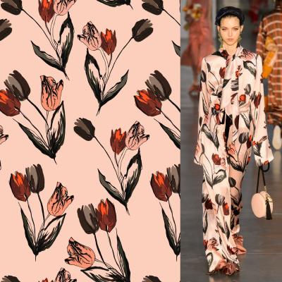 China Woman suit fleur de lis mousse crepe chiffon georgette fabric anti-static printed chiffon for sale