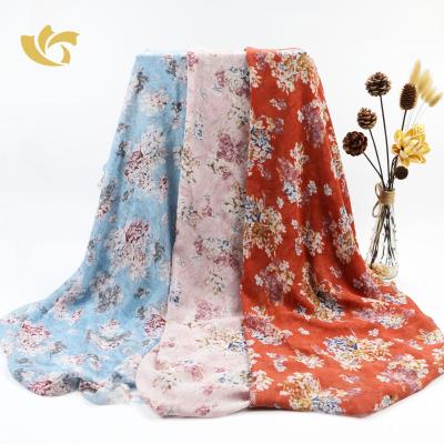 China Anti-static Many Colors Flower 50D GSM Chiffon Floral Print Chiffon Fabric Lightweight Soft for sale