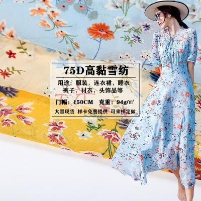 China Beautiful anti-static hot selling flower chiffon fabrics for woman dresses chiffon fabric for sale