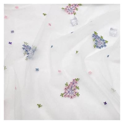 China Small fresh flower embroidery fabric fashion wedding fabric breathable gauze lace fabric for sale