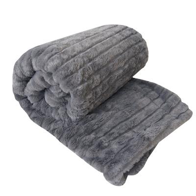 China Rabbit Proof Plush Double Folded Thickened Microfiber Covering Sofa Blanket Office Winter Decorative Blanket for sale