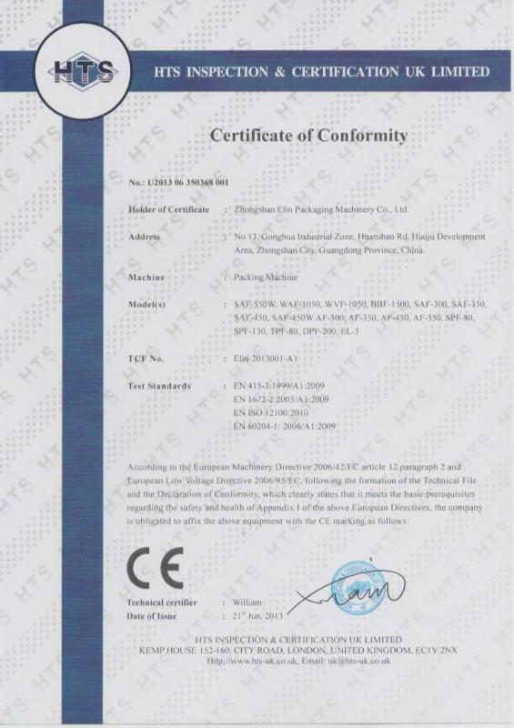 CE - Zhongshan Elin Packaging Machinery Co., Ltd.