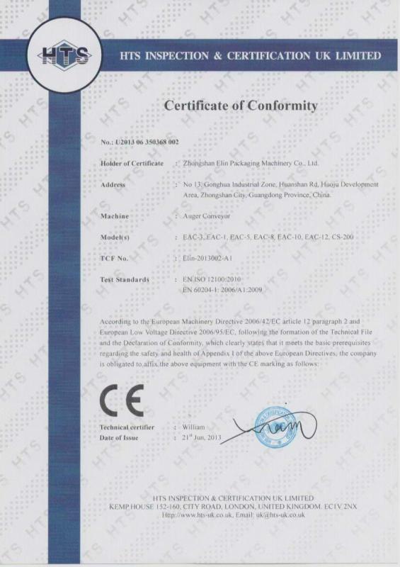 CE - Zhongshan Elin Packaging Machinery Co., Ltd.