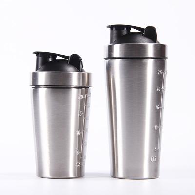 China Wholesale Ico Viable Custom Logo Ball Protein Shaker Bottle 750ml 500ml Stainless Steel Metal Shaker Bottle for sale