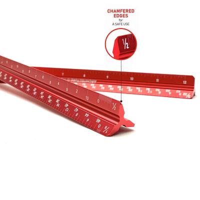 China Soild & Imperial Engineering Laser-Etched 12 Inch Durable Triangular Architectural Scale Ruler With Chamfered Edges Steel Ruler for sale