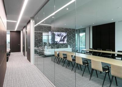 China Acoustic Frameless Glass Partition Wall 90mm 108mm Demountable Glass Wall Systems for sale