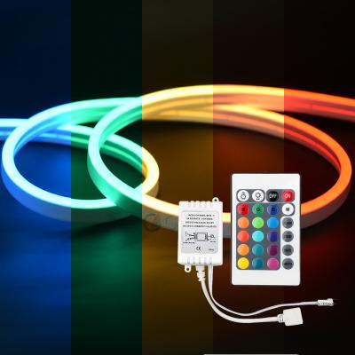 China Hotel Holiday Christmas Silica Gel Lamp Outdoor Waterproof Ip67 Dimmable Soft Tube Ip67 Dimmable Control 12v RGB Neon Led Strip Light 5m/roll for sale