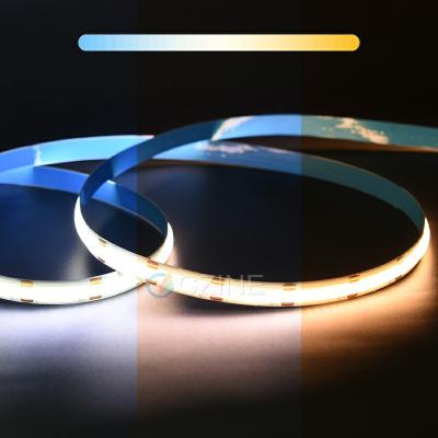 China Hotel Dimmable Color Temperature Dual Color Temperature Adjustableled Ribbon Adjustableled Light Bar CCT White Flexible COB LED Strip DC12V 24V for sale