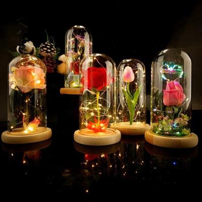 China Luxury Factory Directly Supply Hot Selling 2022 Eternal Rose Preserved Flower in Glass Dome for sale