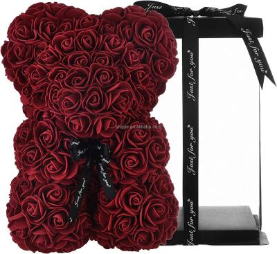 China Luxury Wholesale Foam Rose Rose Bears With Box 40cm For Saint Valentine's Day Gifts Wedding Party Decoration Bear Rose Teddy Bear for sale