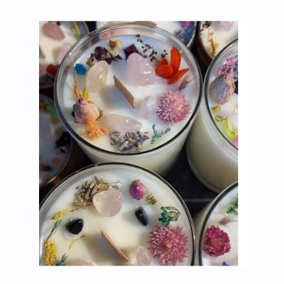 China Luxury Custom Crystal Stone Candle Glass Jar Luxury Soy Wax Candle Scented Candles for sale