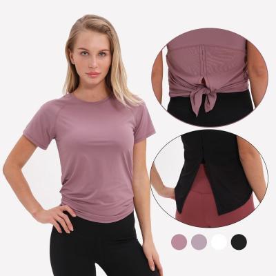 China Dropship Workout Apparel Breathable Fitness Tops Women T Shirts Sports for sale