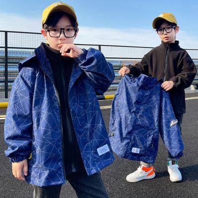 China 2022 Custom Logo Windproof Boys Shear Hooded Coat Jackets Kids Padded Jacket Warm Clothing Boy for sale