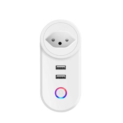 China New Boat Factory Direct Brazil Standard Residential / Multi-Purpose Smart Wifi Plug With USB Voice Control Plug for sale