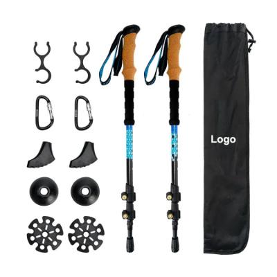 China Outdoor Camping Hiking Telescopic Traveling Poles Alpenstock Ultralight Premium Carbon Trekking Poles Adjustable With Quick Lock Hiking Cane for sale