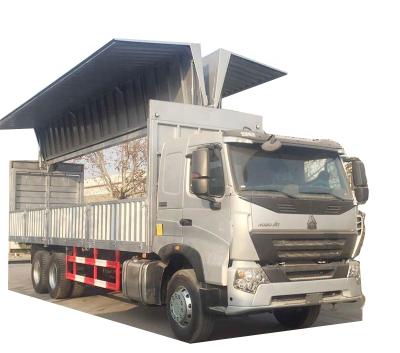 China Sinotruk Howo a7 9.7 meters wing van truck steel frame aluminum alloy skin for Philippines for sale