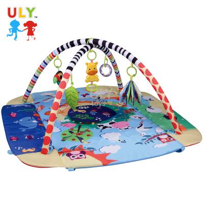 China ABS Material 5 in 1 Floor Musical Baby Mat Gym Play Mat Baby Activity Baby Crawling Mat with Hanging Toys for sale