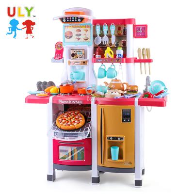 China Made with safe and non-toxic plastics Kids Kitchen Toy Simulation Kitchen Toy Spray Water Dishes Pretend Play Kitchen Cooking Table Set for sale