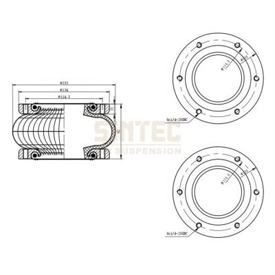 China 1S70-7F Contitech FS70-7 Single Complicated Air Lift Tower Shock Bellows Spring Airbag Rubber Aluminum Universal Clamp Type for sale