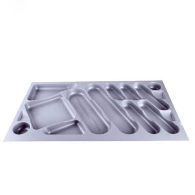 China Workmanship universal pull out storage box kitchen restaurabt drawer organizer PVC adjustable silverware cutlery tray for sale