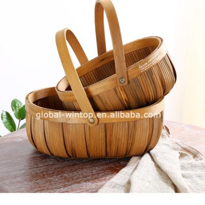 China Viable Woven Kitchen Storage Candy Box Breadfruit Wedding Decoration Flower Chips Basket With Handle for sale