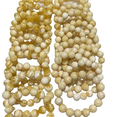 China Polishing White Amber Opaque Bracelet 10-14mm Gold Natural Baltic Amber From Factory Outlet Wearing Muslim Beads for sale