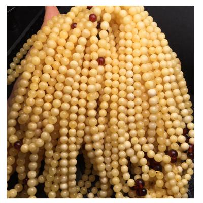 China High Quality Polishing Russian Amber Beads The Factory Outlet Natural Natural Baltic Amber Diameter Of Milk White Amber Beads Is 6-8mm for sale