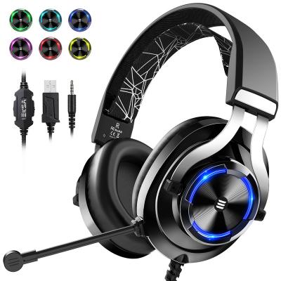 China EKSA Earphone Gaming Headset for Xbox One PC Headset with Noise Canceling MIC RGB Light and Built-in Control Gaming Headphones for PC for sale