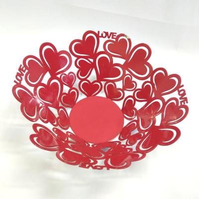 China Factory direct supply viable household trinket red heart fruit bowl hollowed out fruit dish for sale